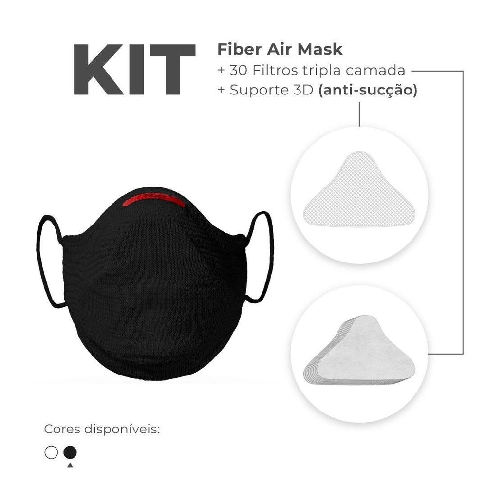 KIT-Mascara-FIBER-Knit-AIR---30-Filtros-de-Protecao---Suporte